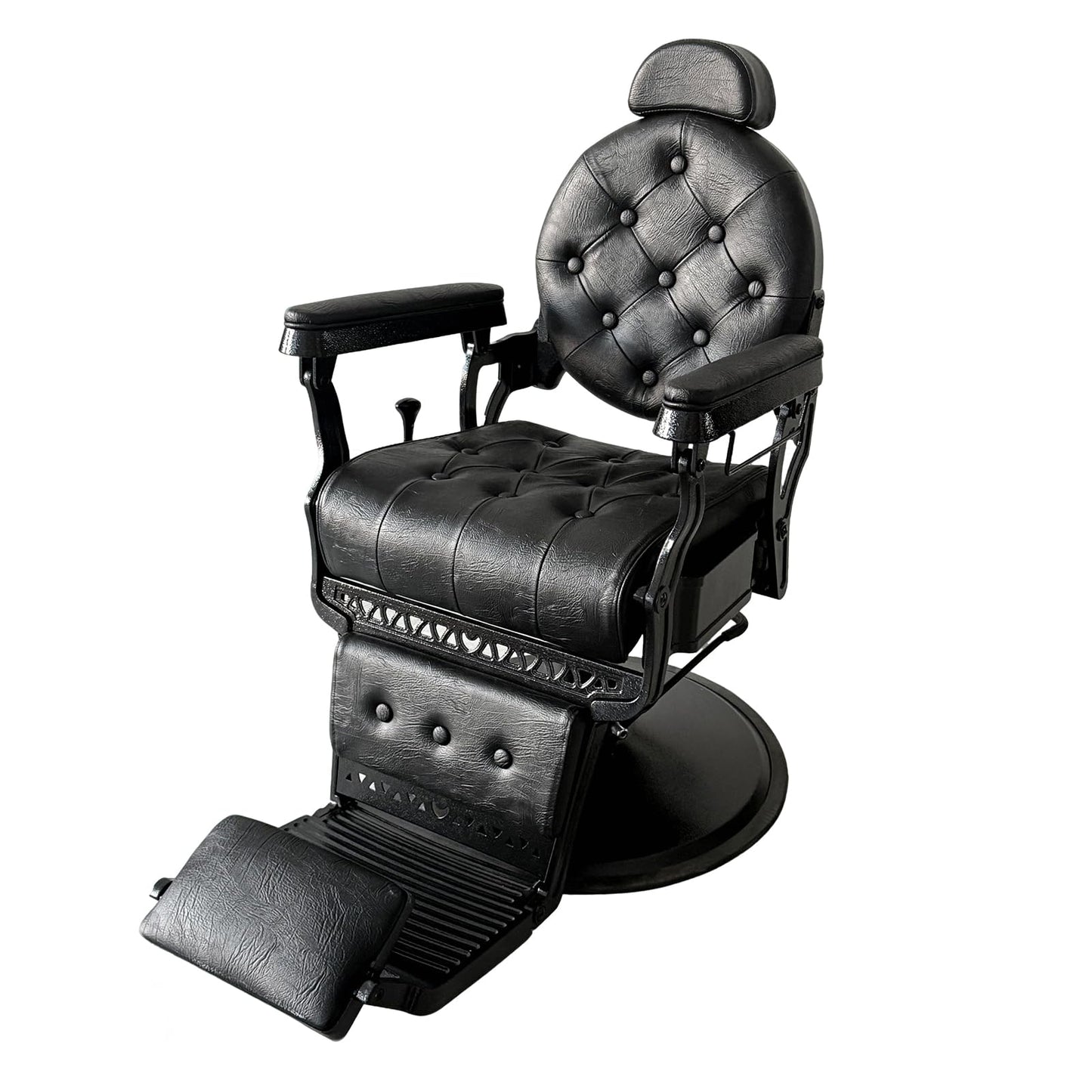 Sannewsta Commercial Barber Chair - Genuine Leather, Flip Footrest, 450 lbs Capacity Vintage Styling Chair for High Traffic Salons