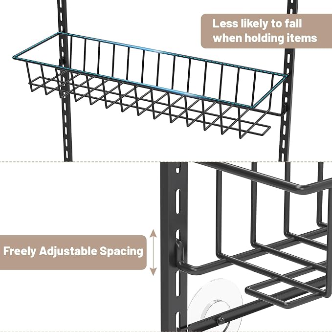 ElegantArray 8-Tier Pantry Door Oragnizer, Over The Door Pantry Organizer Rack and Storage, Hanging Spice Rack Shelves Door, Home Office Laundry Room Bathroom & Kitchen Organization Essentials Metal