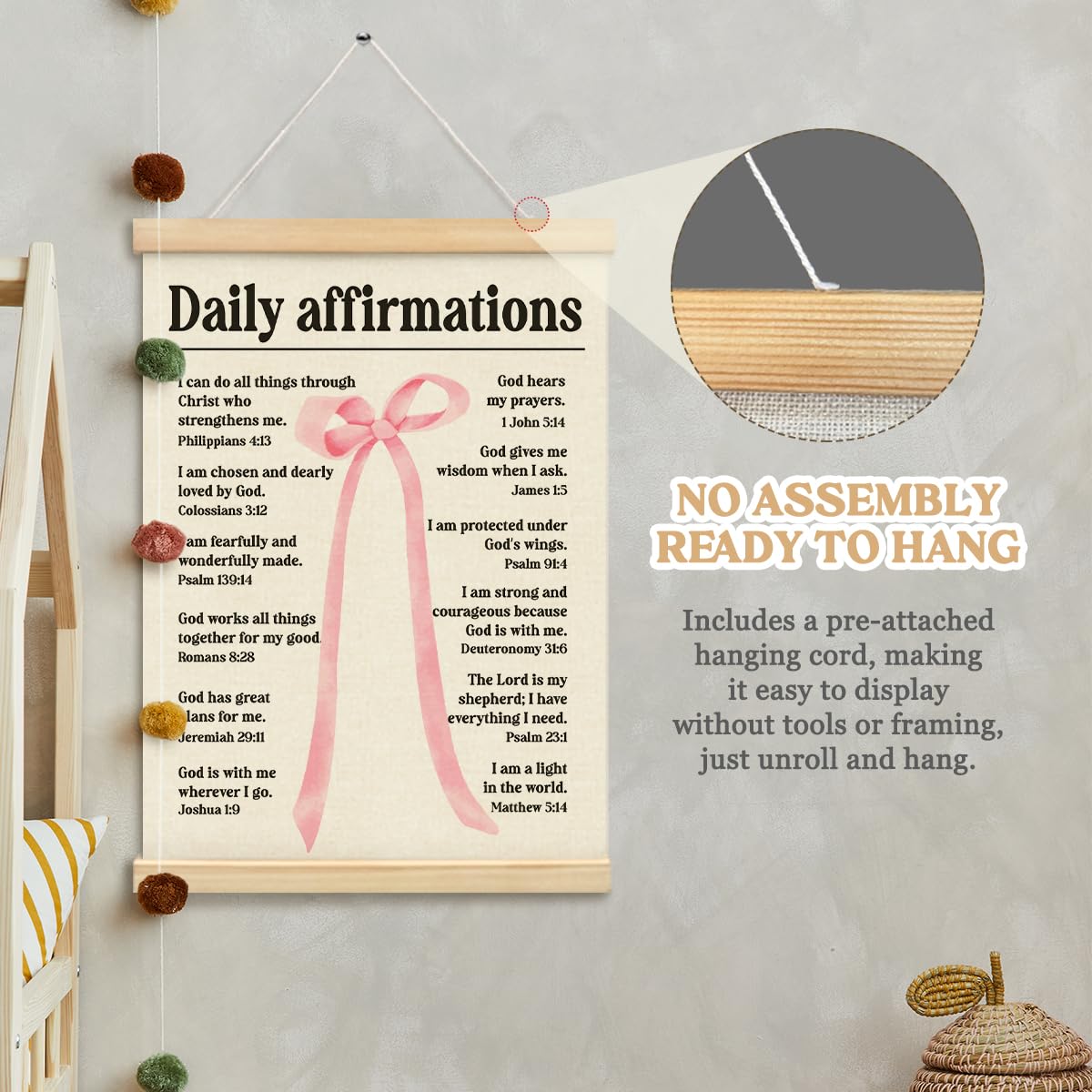 MOFUYU Positive Affirmations Wall Decor,Daily Affirmations for Women Poster Hanger Frame for Girls Bedroom Room Home,Mental Health Poster Hanger Frame,Affirmation Wall Decor, 12x16 Inch