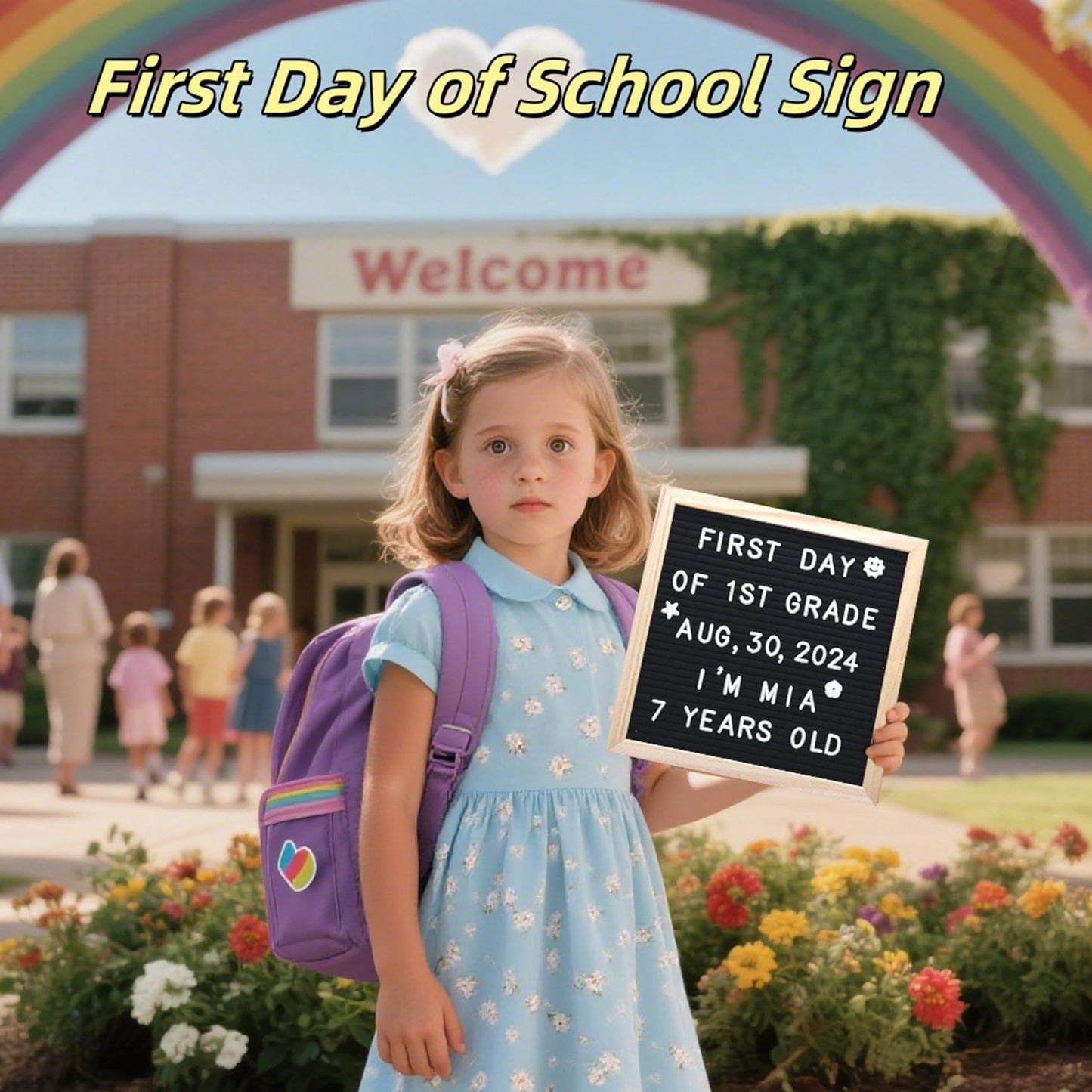 Intomyth Felt Letter Board with 336 Letters Numbers & Symbols, First Day of School Board, 10x10 Inches, Changeable Message Board with Wooden Frame Wall Mount Hook (Black)