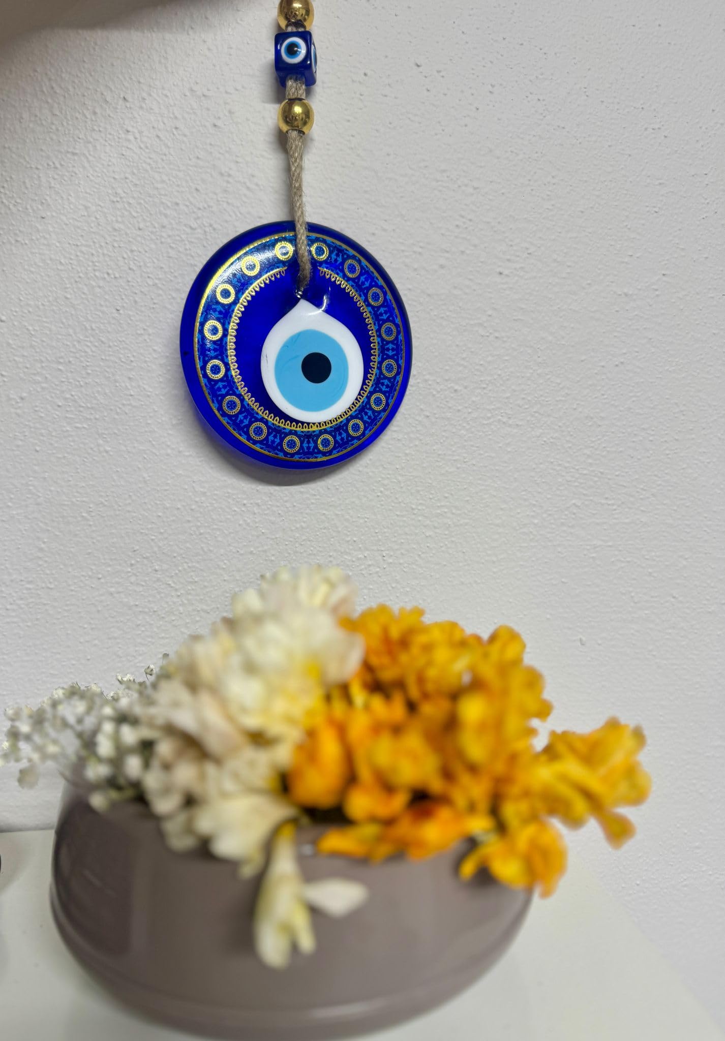 Casasofte Evil Eye 4.3 inch Hanging Wall Ornament – Handmade Blue Glass Amulet – Traditional Nazar Charm for Home, Office & Gifts (Star Design)