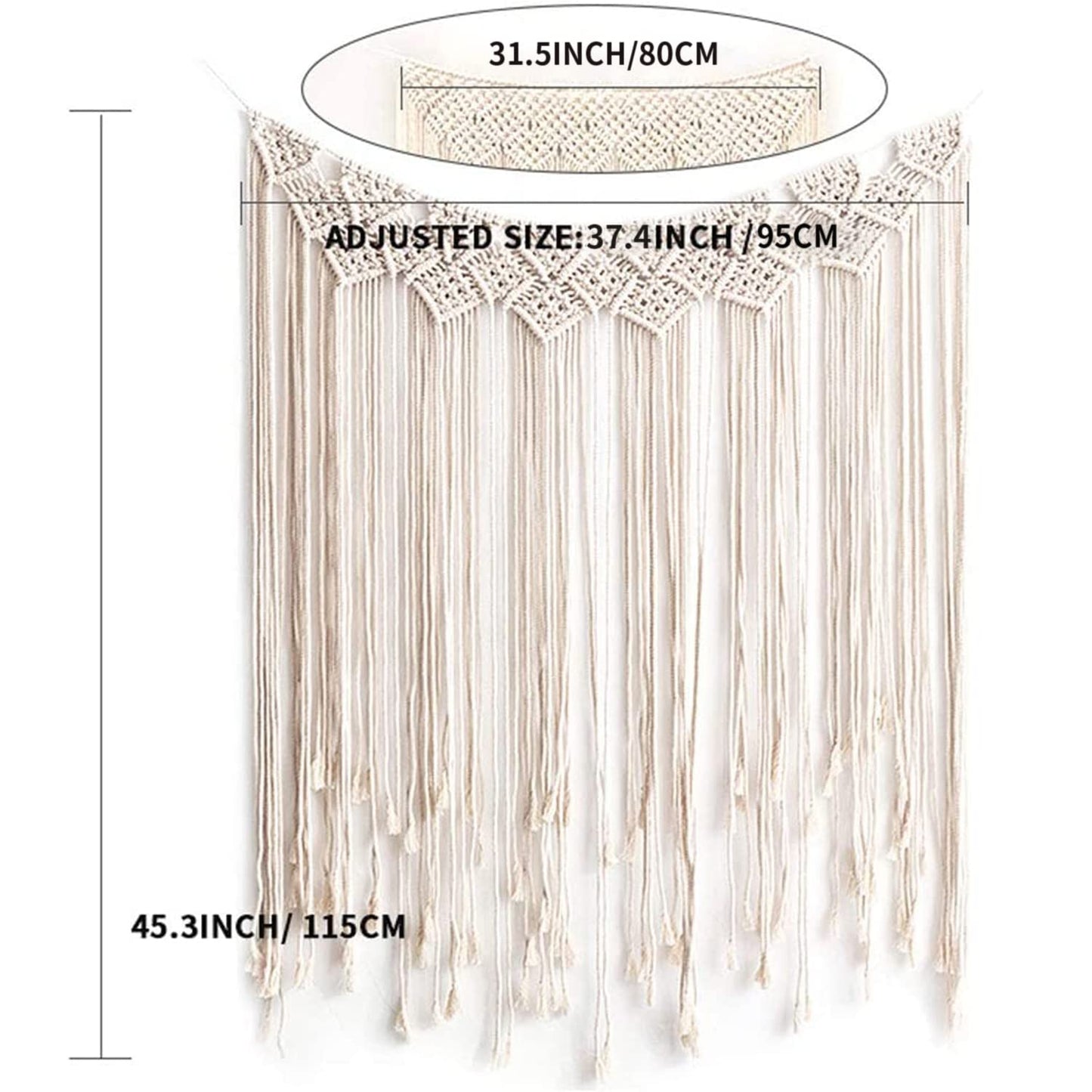 Gute Macrame Wall Hanging, Large Woven Wall Hangings, Boho Cotton Handmade Macrame Backdrop Wall Decor for Wedding Living Room Bedroom Gallery, 37"x 45"
