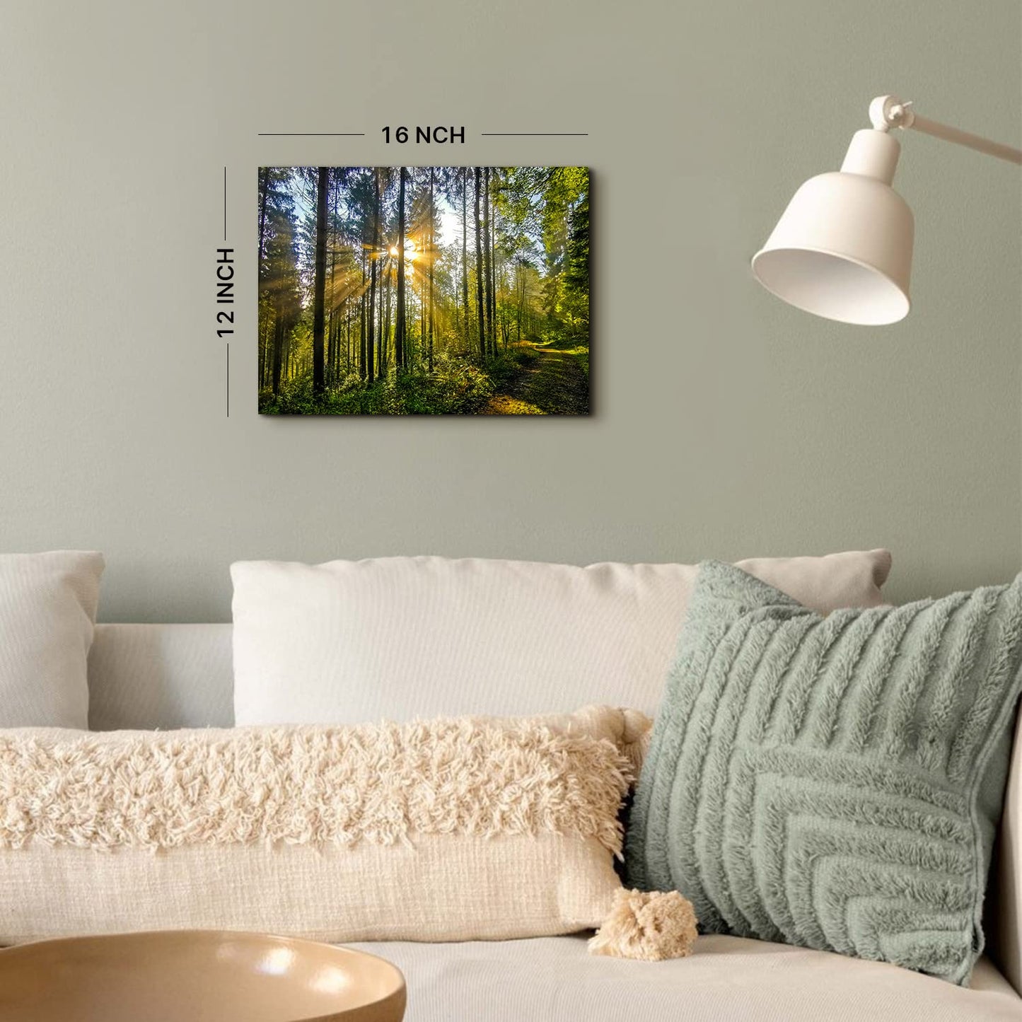 Sunrise Forest Canvas Wall Art for Living Room Nature Landscape Pictures Wall Decor Sunset Woods Mountain Painting Sunset Trees Trail Scenery Photo Prints Poster Artwork Bathroom Decorations 12x16”