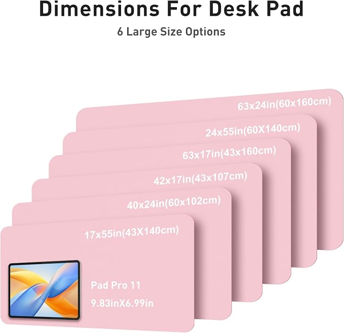 Aothia Faux Leather Desk Mat - Large Mouse Pad, Non-Slip PU Leather Blotter, Waterproof Writing Surface for Office and Home (Fairy Pink, 42" x 17")