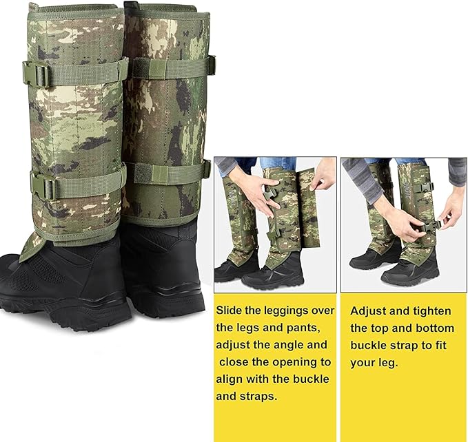 QOGIR Snake Gaiters 3 Pack: Durable Snake Guards for Hunting, Snake Gaiter Leggings for Men & Women, Snake Bite Protection for Lower Legs, Snake Proof Gaiters
