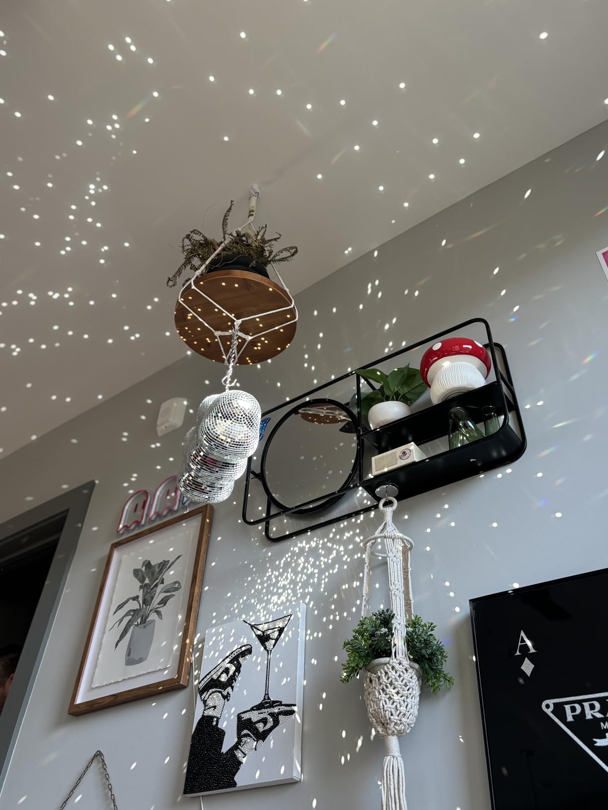 Disco Ball Cloud Shaped, Cute Hanging Party Mirror Decor with Chain, Retro Light Reflective Ball for Party Home Decor, Disco Mirror Ornaments, Silver, Design Patent