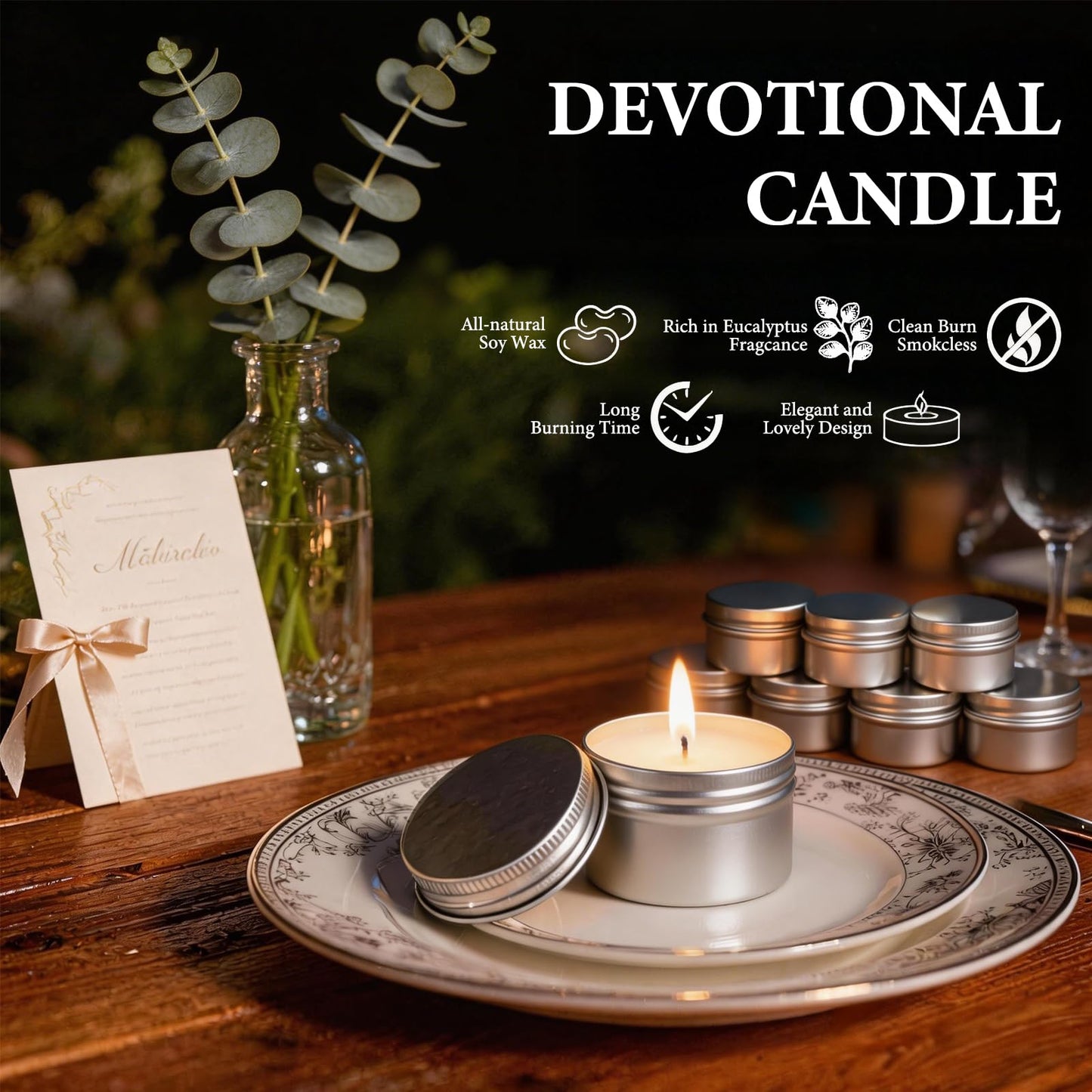 Veiuwa 50 Pcs 2 Oz Mini Eucalyptus Scented Soy Candle Set,Wedding Favors for Guests Bulk 50,The Quantity of Multiple Sets Meets Your Needs for Wedding and Party Gifts and Party Favors.