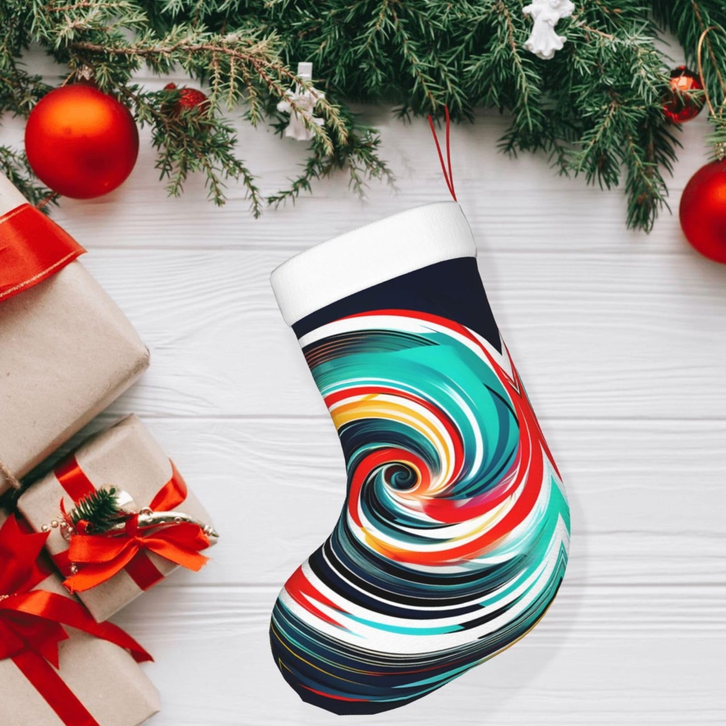 UUIKLPOL Abstract Circle Swirl Print Holiday Decorative Socks,Classic Christmas Stockings Festive Ornaments,Joyful Season Socks