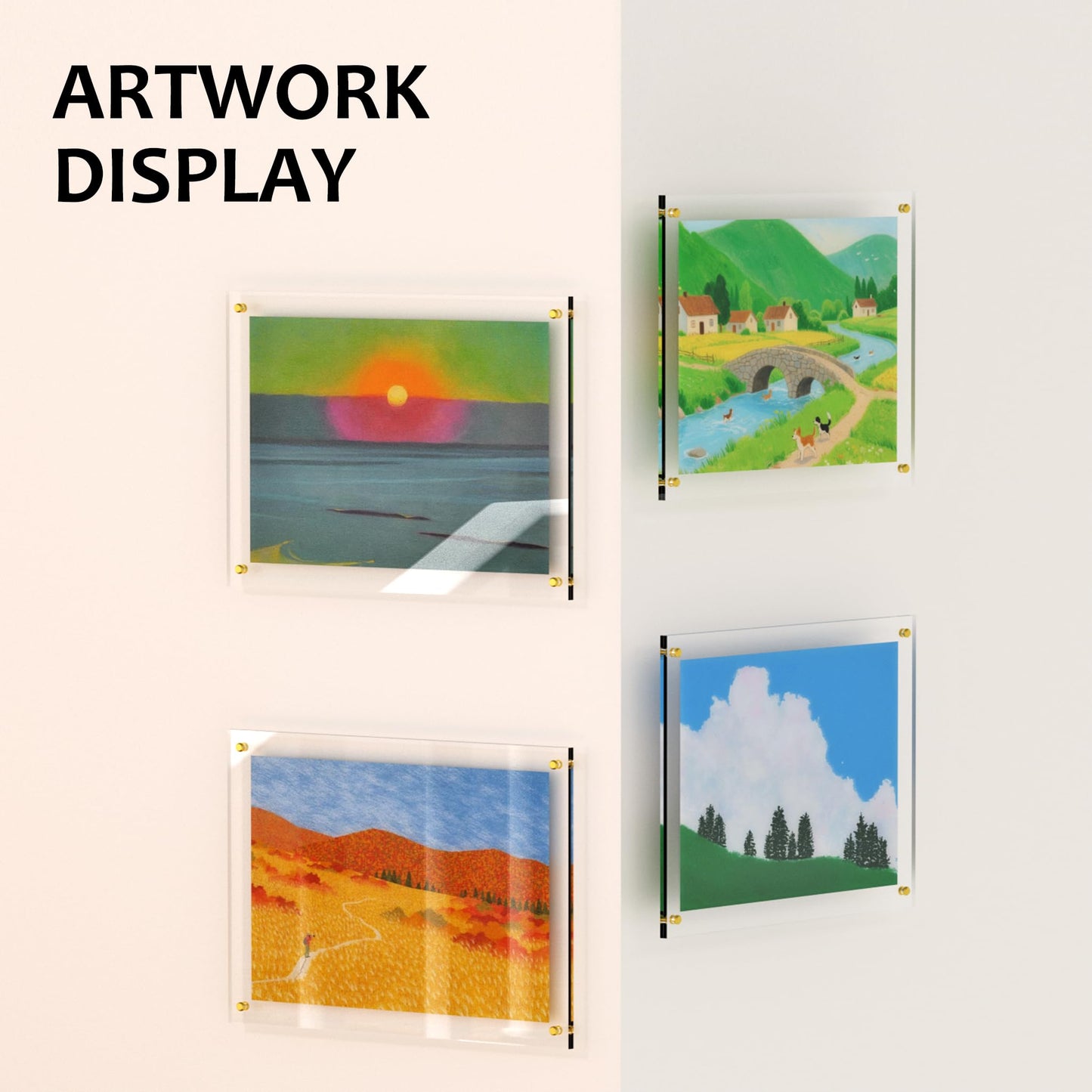 2 Pack 11X14 Acrylic Picture Frame for Wall, Clear Diploma Frames, No Drill Floating Frameless Photo Frame for Diploma Certificate Degree Document & Artworks Display, Graduation Gift for Students (2 Pack, Straight edge)