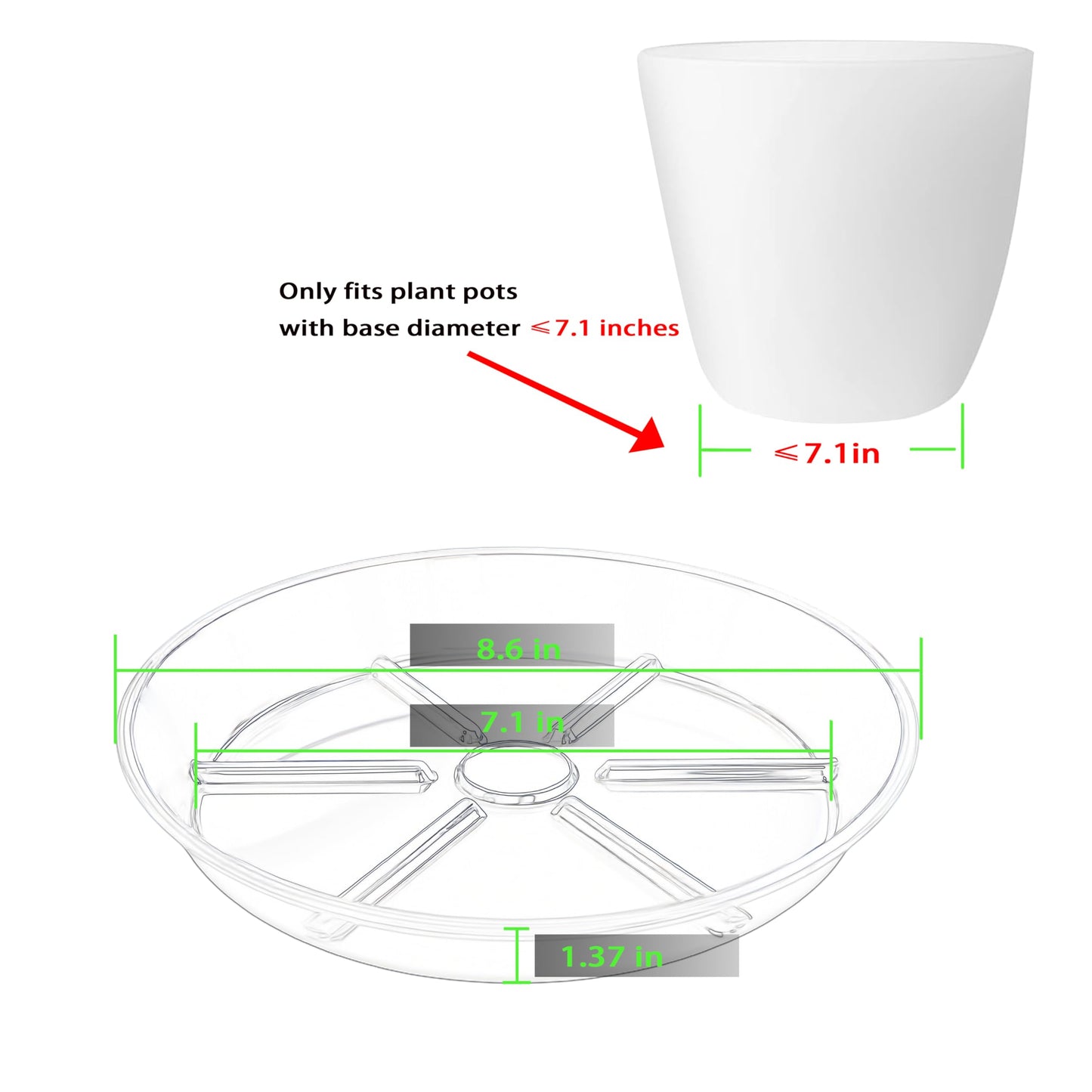 MSKIAUO Plant Saucer Pot Tray 8 inch, 6 Packs Flower Planter Saucers, Heavy Drainage Tray for Indoors No Holes, Plastic Plant Saucers Water Catcher for Pots Base, Chocolate