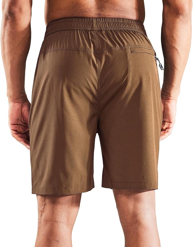 MIER Men's Quick Dry Running Shorts with Zipper Pocket, Elastic Waist Athletic Workout Exercise Fitness Shorts, 7 Inch