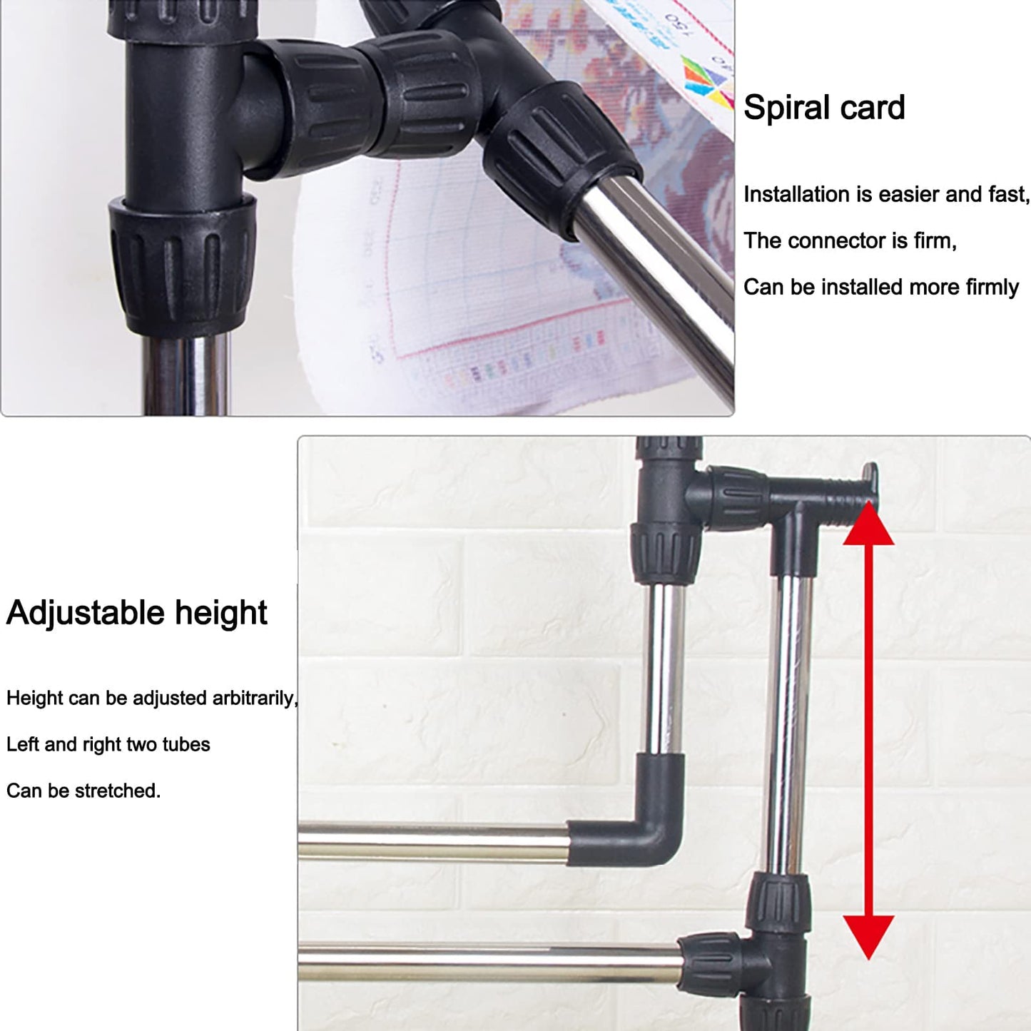 Embroidery Stand with Wheels, Needlework Floor Frame, Height Adjustable Standing Embroidery Lap Table, Stainless Steel Cross Stitch Craft Stand for Art Craft Sewing Holder