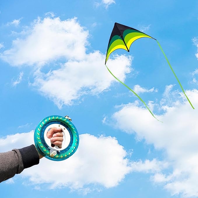 Mint's Colorful Life 60'' Delta Kite With 7.1in Reel Winder, Easy Flying & String Spool for Kids & Adults, Best Beach Set for Beginners