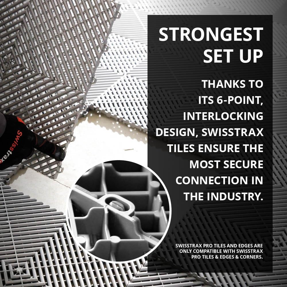 Swisstrax Ribtrax Smooth PRO Interlocking Garage Floor Tiles, 15.75 x 15.75-Inch, Chocolate Brown, 24 Piece Set