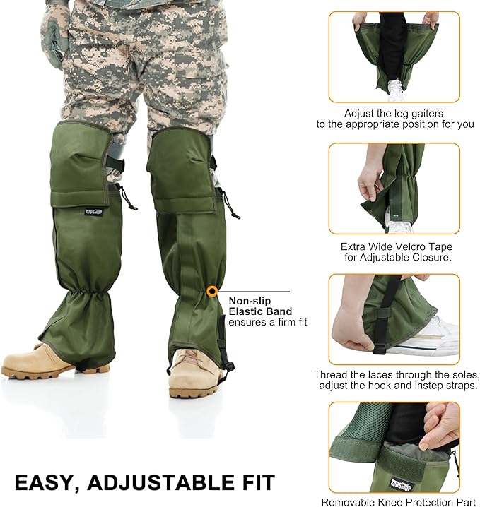 MDSTOP Adjustable Leg Gaiters, Waterproof Leg Guards for Men & Women, Snow Boot Gaiters, Lawn Care Leg Protection, for Hunting, Hiking, Fishing, Skiing, Climbing, Garden and Farm Working