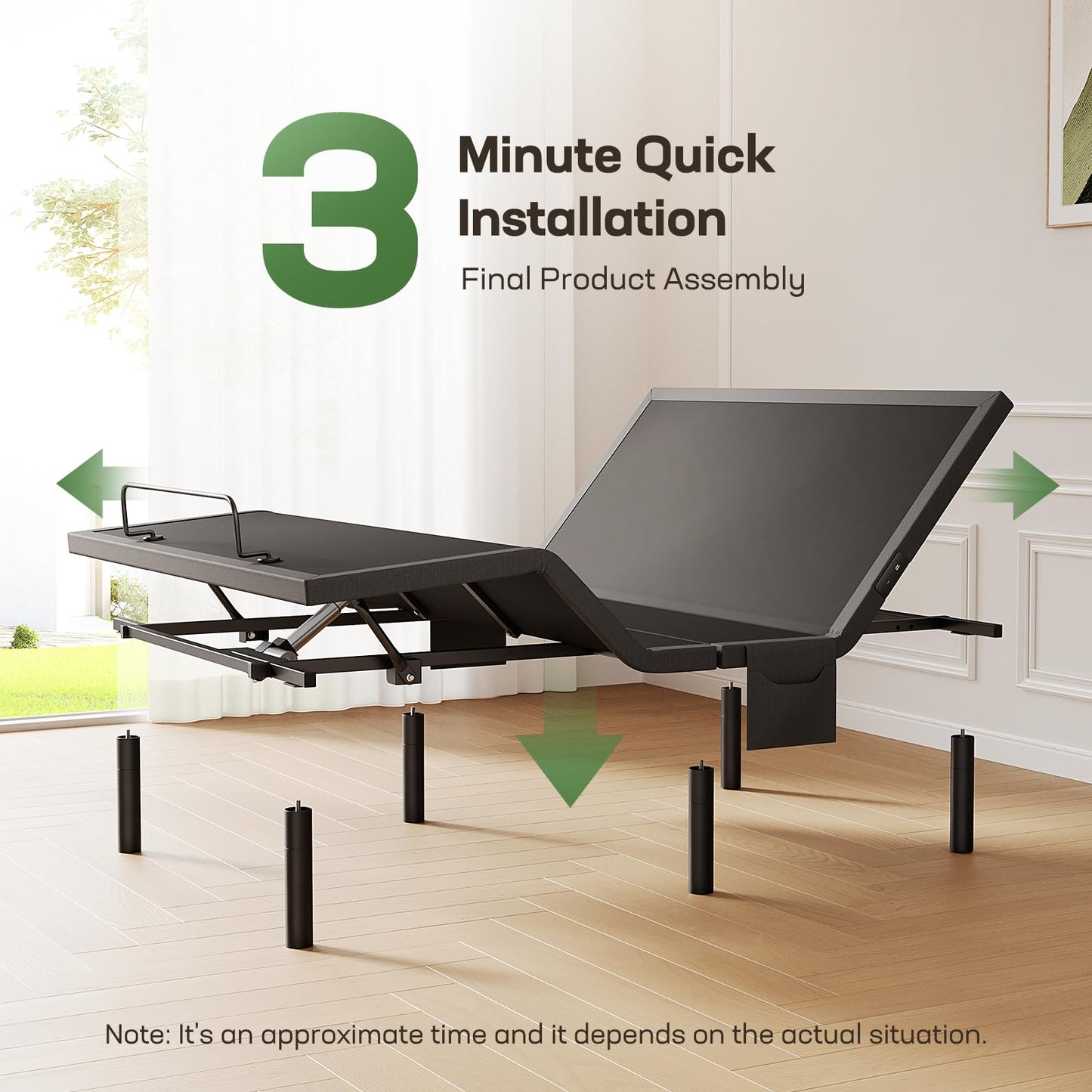 Marsail Queen Adjustable Bed Base Frame, 4 Ports USB A&C Adjustable Bed Base with Under-Bed Nightlight, 3 Minutes Fast Assembly, Wireless Remote Control Adjustable Bed with 4 Height Options
