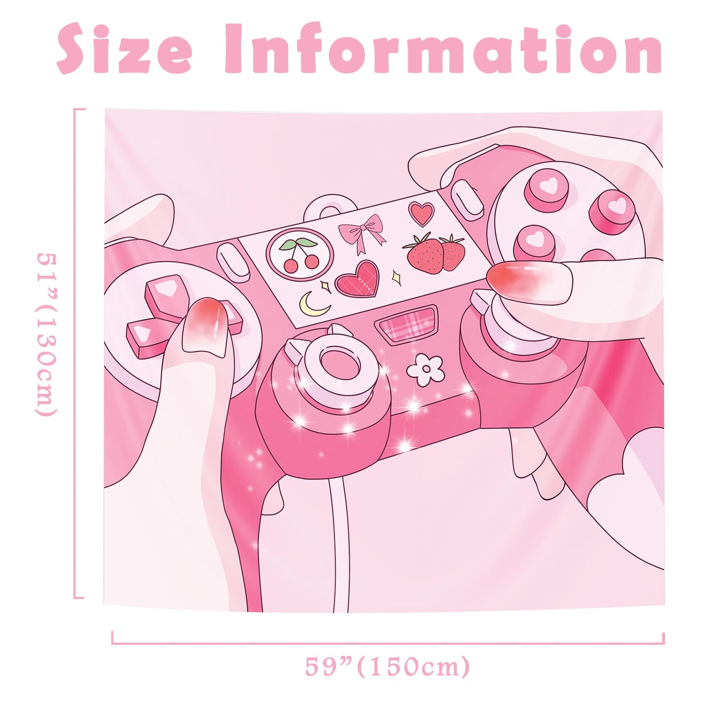 Pecfamly Cutecore Room Decor - Pink Anime Tapestry - Kawaii Posters - Gamer Girl Room Decor - Gaming Tapestry