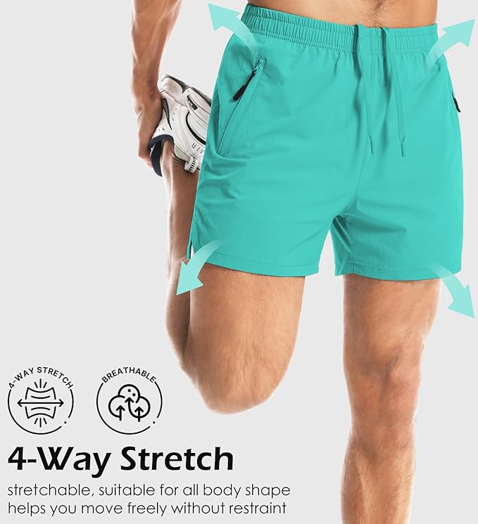 Aolesy Men's Gym Shorts Linerless & Liner - 5" Quick Dry Workout Running Shorts with Zip Pockets Sports Athletic Shorts