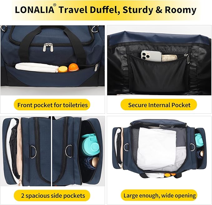Gym Bag Sport Duffle Bag for Men - 21 in Weekender Travel Bag with Trolley Sleeve (Navy)