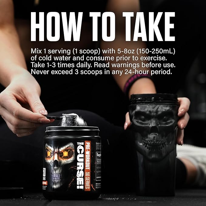 JNX SPORTS The Curse! Pre Workout Powder for Men & Women, Caffeine, Beta-Alanine, Creatine, L-Citrulline, 50 Servings, Peach Mango Flavor ??Boost Energy, Strength & Focus