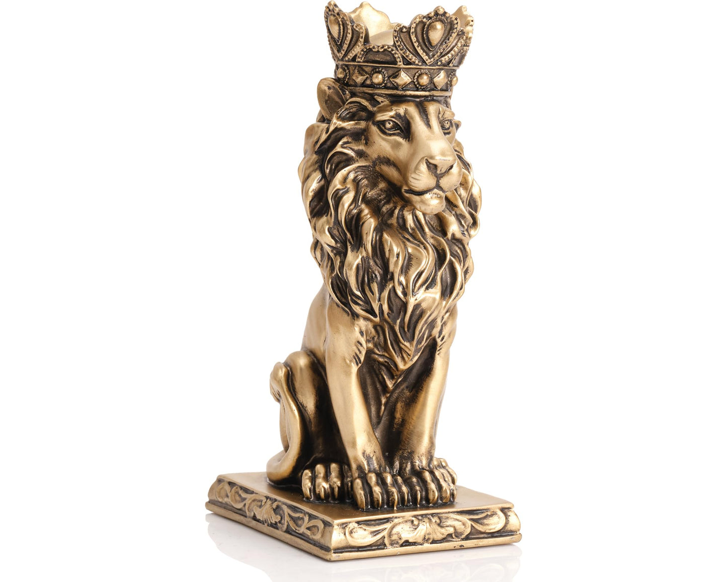 AMOIENSIS Retro Crown Lion Statue Home Decor Sculpture for Living Room, Office, 9 Inch Regal Figurine Strength Symbol Gift for Leos & Lion Enthusiasts