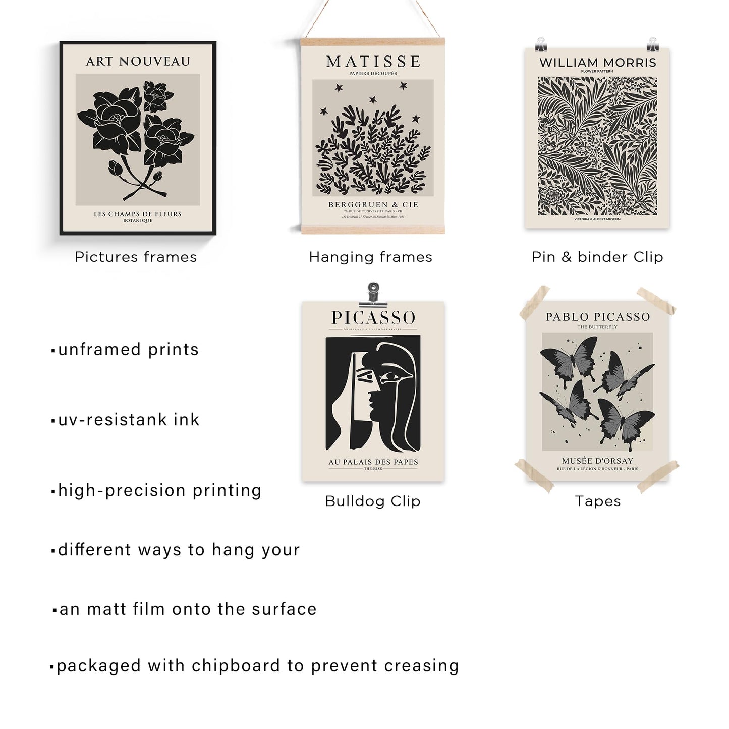 Black and White Gallery Wall Art Poster Prints,Set of 9 Exhibition Wall Decor for Dorm Bedroom,Black White Aesthetic Pictures for Teens Boys Girls, Gallery Posters Wall Decorations