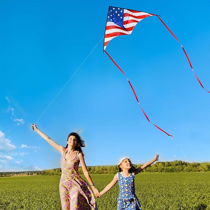 Large Delta Kite for Kids & Adults - Easy to Fly Outdoor Kites for Kids Ages 8-10, Perfect for Beach & Family Activities, Includes Line & Handle