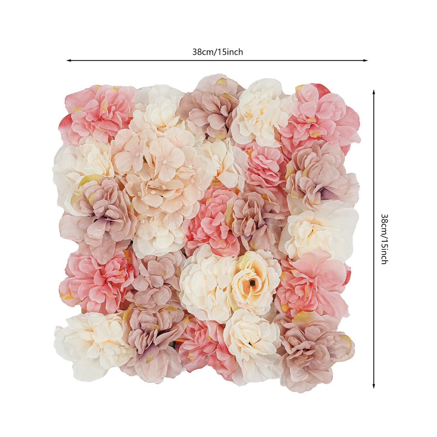 NeNchengLi 12Pcs Artificial Flower Wall Panel 3D Floral Backdrop Walls15 X 15" Flower Wall Decor Panel Flower Backdrop for Party Home Background Decor-Champagne, White, Pink