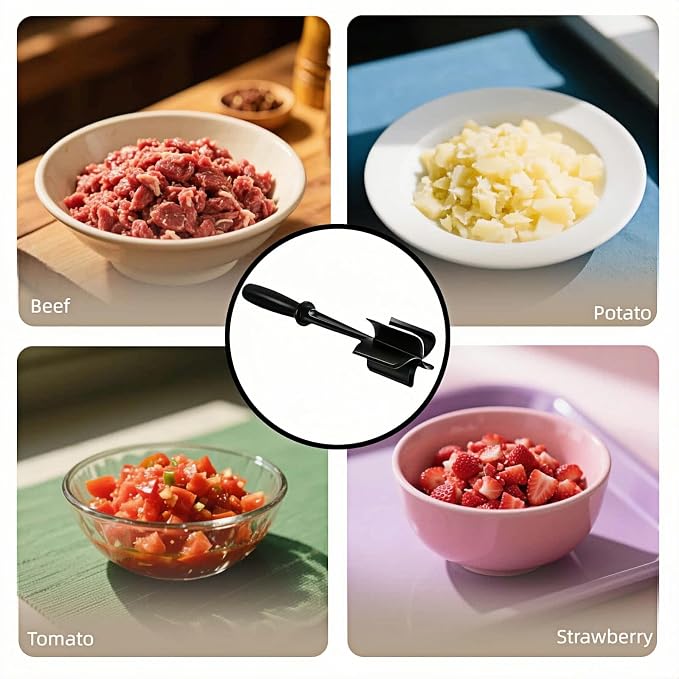 Premium Heat-Resistant Food-Grade Nylon Meat Chopper & Burger Grinder – 5-Blade Food Mixer for Ground Beef, Potato Salad, Pasta | Easy-Clean, Non-Stick, BPA-Free Kitchen Tool
