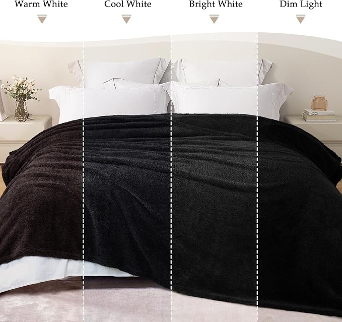 Exclusivo Mezcla Fleece Black Throw Blanket for Couch Sofa, Ultra Soft, Lightweight and Fluffy Blankets for Women, All Season, 50x60 Inches