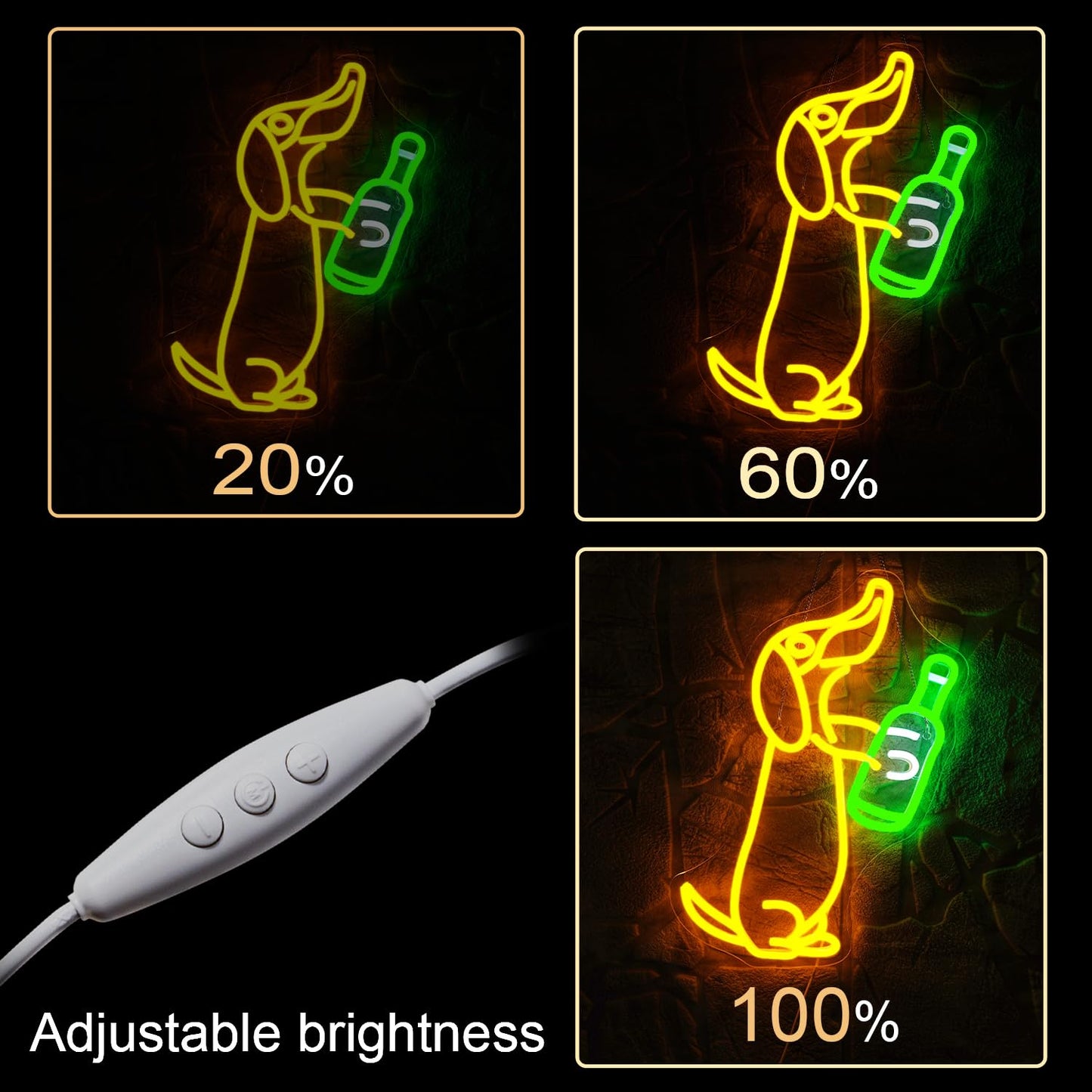 NOSUN Dachshund Beer Neon Sign Dog Drink Beer Neon Signs for Wall Decor Bar Neon Light Cute Animal Light up Signs for Bedroom Men Cave Birthday Party Decor Gift for Dog Lover Yellow Light Sign