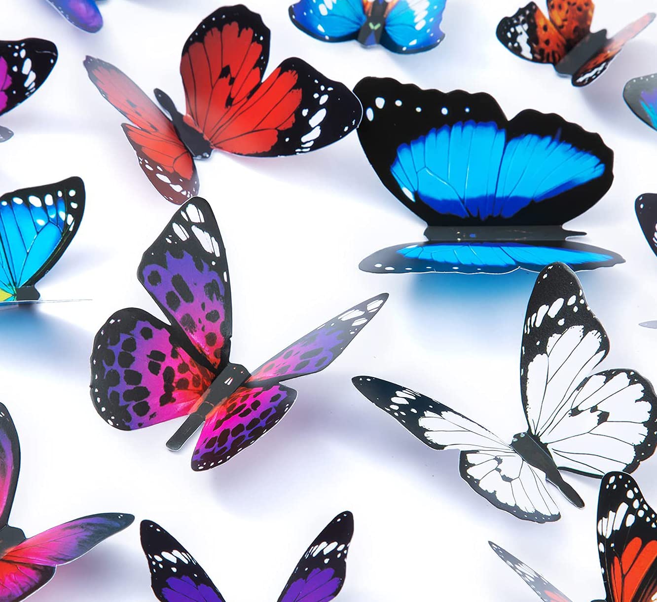 Tianorcan 43 PCS Butterfly Wall Sticker 3D Butterflies Decor Decals for Removable Mural Stickers Home Bedroom Decoration