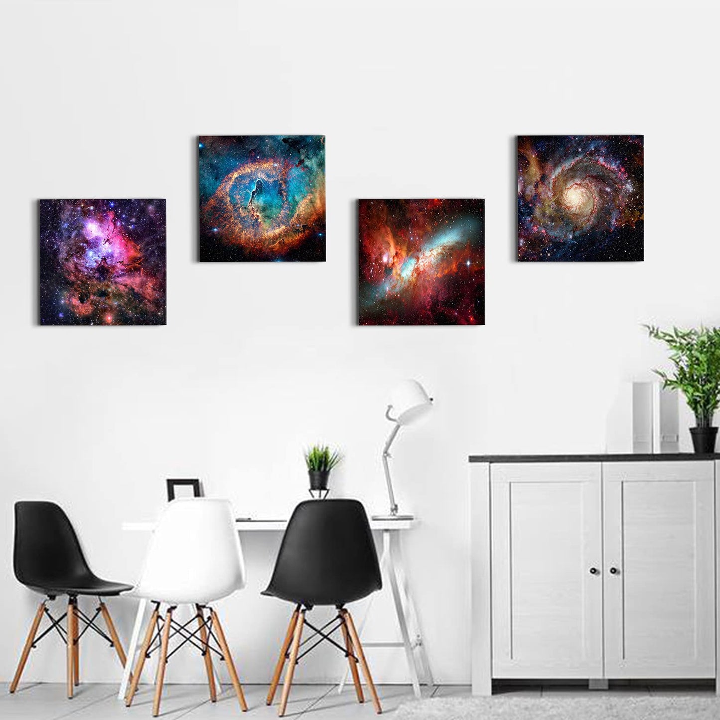 Space Decor for Boys Room Galaxy Canvas Pictures Nebula Wall Art Kids Bedroom Outer Space Room Decor Interstellar Posters Astronomy Painting Universe Artworks for Living Room Home Decoration 12x12" 4