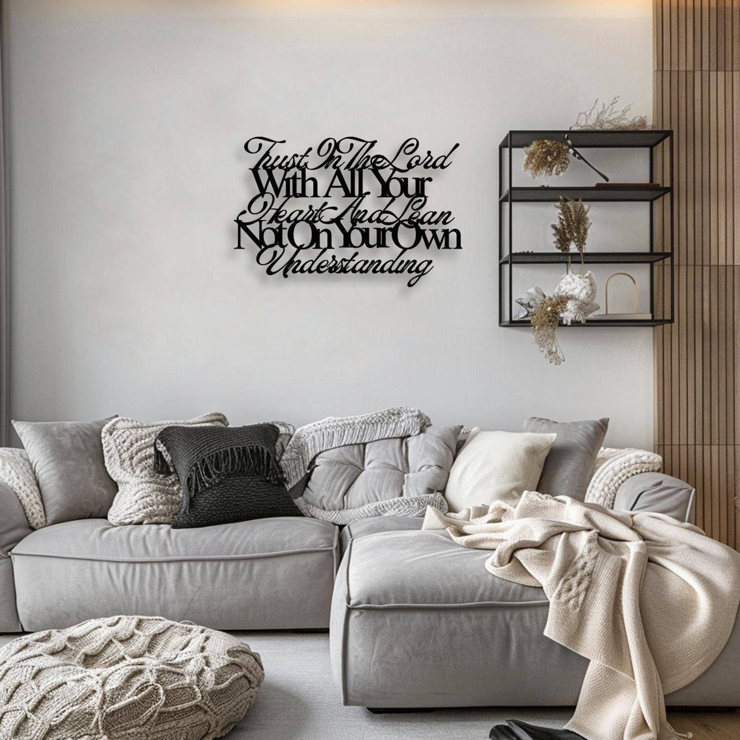 Proverbs 3:5-6 Trust In The Lord With All Your Heart Metal Wall Decor - House Decor Christian Religious Scripture Black Wall Art Inspirational Motivational Home Decor for Living Room, Bedroom, Dining Room (Black)