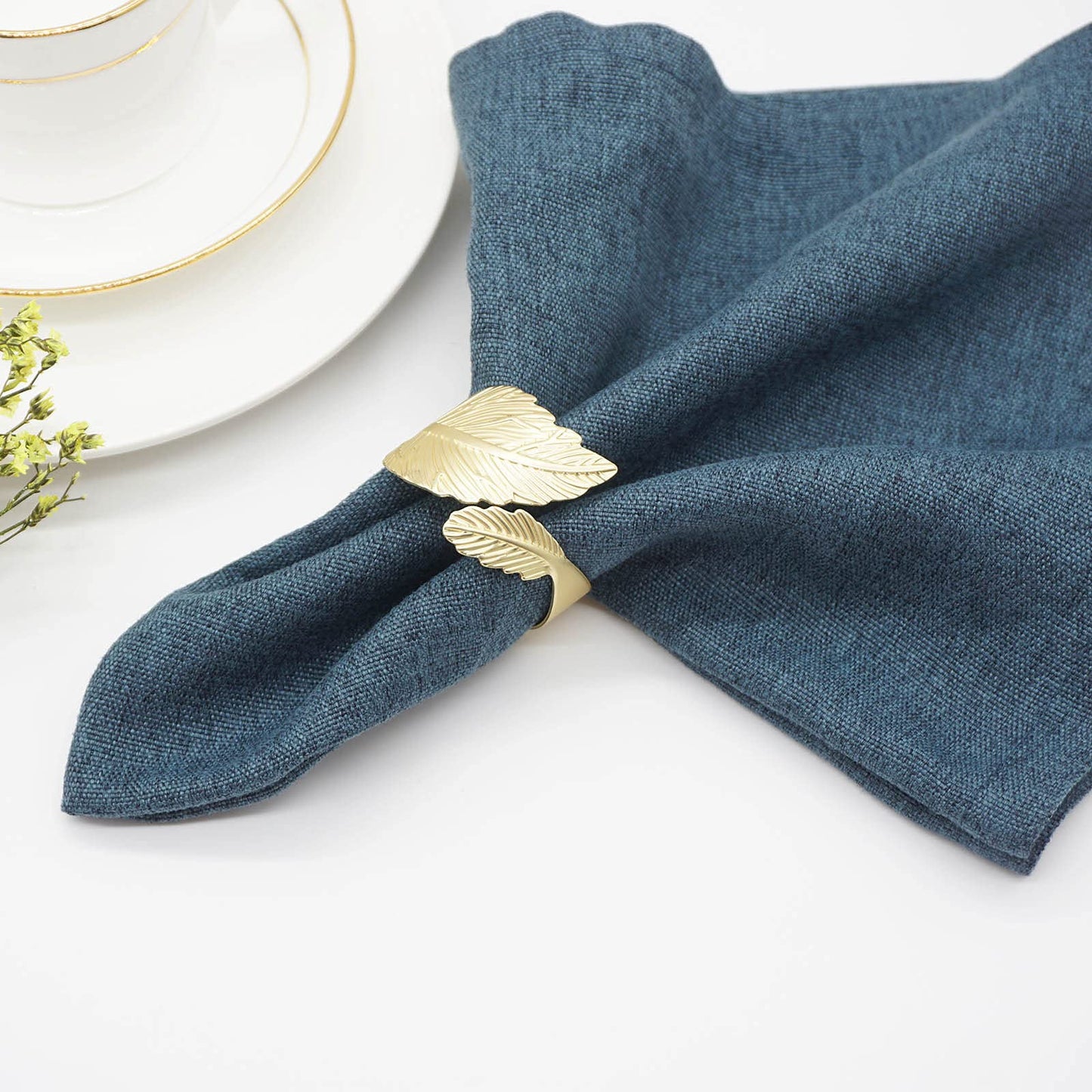 Utalek Gold Leaf Napkin Rings Set of 12, Leaves Napkin Rings for Table Setting, Metal Leaf Napkin Holder Rings for Holiday Party,Wedding, Banquet, Formal or Casual Dinning Table Decor (Gold)