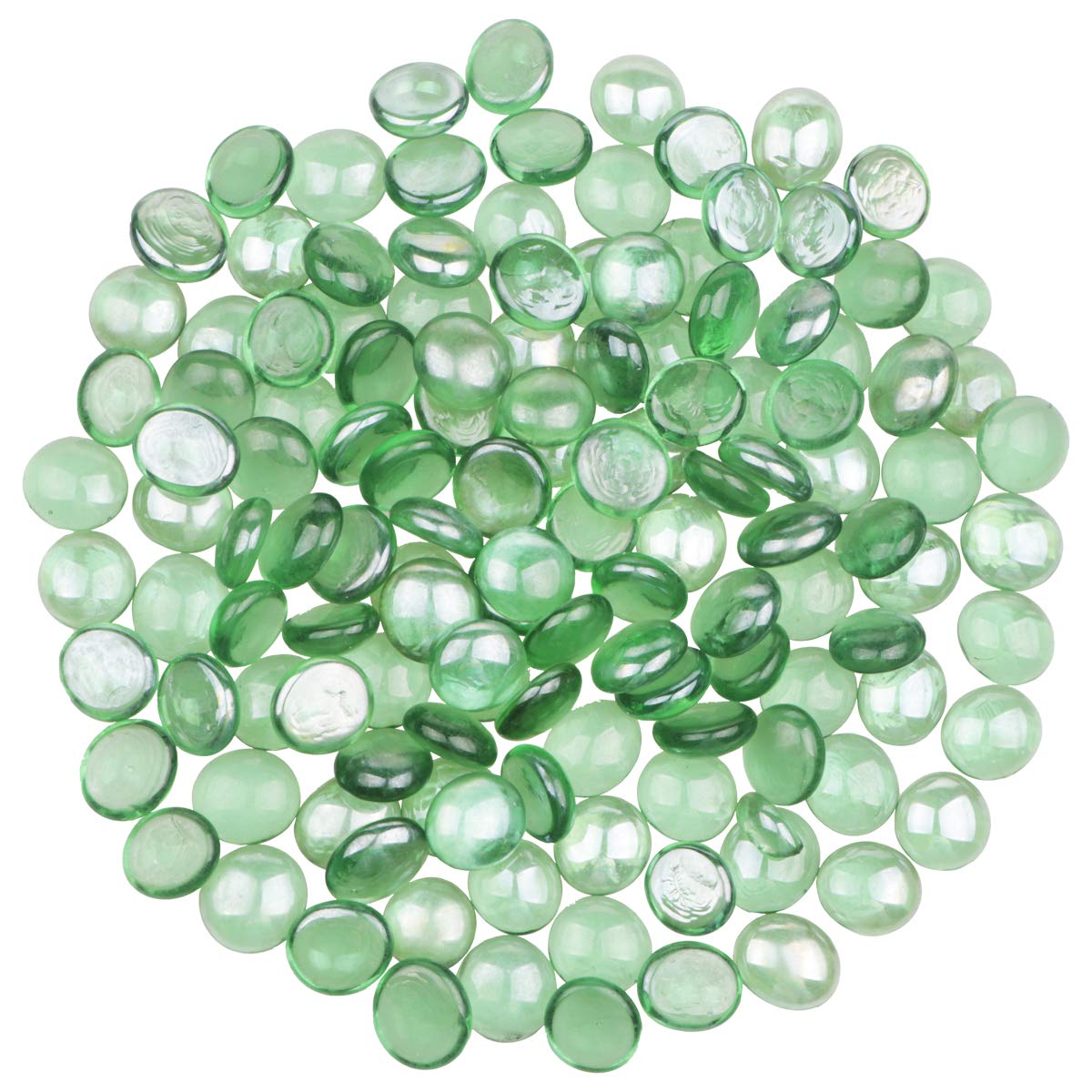 YIYA Green Flat Marble Decorative Beads Glass Gems for Home Decoration Vase Filler Fish Tank Bottom Decoration (About 1.5 lb(680g)/Bag)