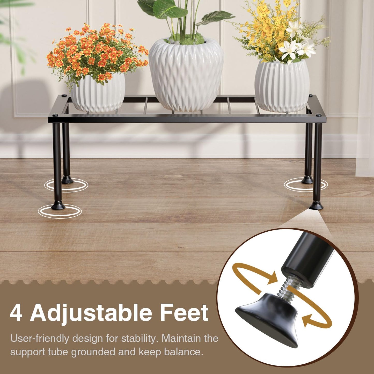 Josmimic 1 Tier Plant Stand: Ladder Plant Holder - Metal Flower Pot Stand - Heavy Duty Flower Rack for Living Room Patio Garden Corner Balcony and Courtyard.