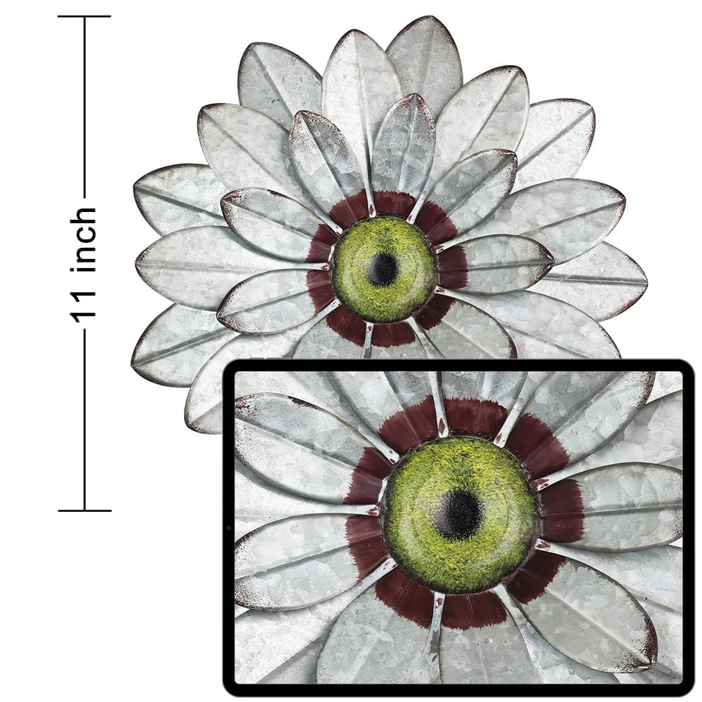 YEAHOME Metal Flower Wall Decor, 11" Boho Wall Art for Bedroom/Rustic Patio Decor