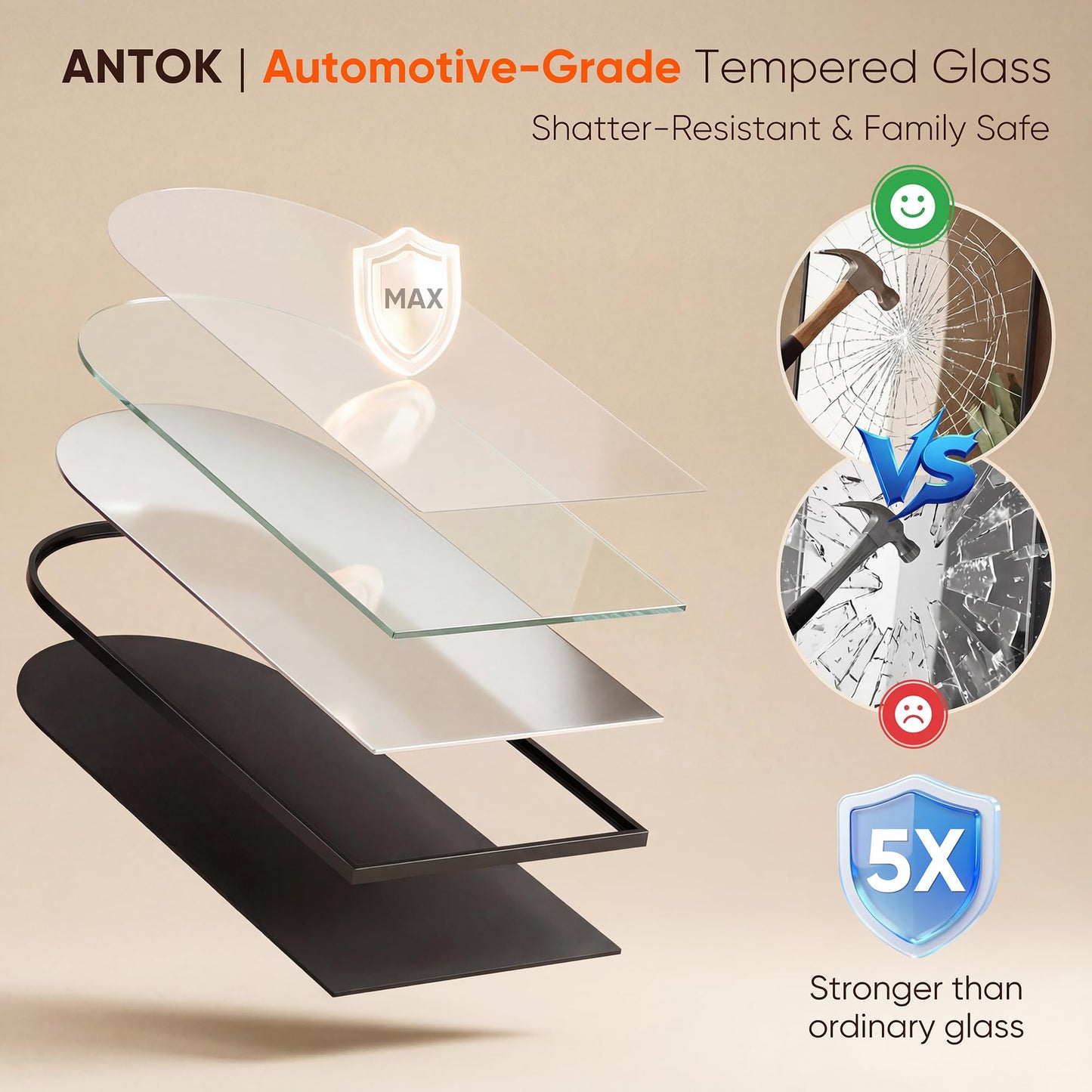Antok 86" x46” Arched Full Length Floor Mirror, Black Aluminum Frame, Free Standing/Wall Mount/Leaning for Bedroom, Living Room, Dressing Room