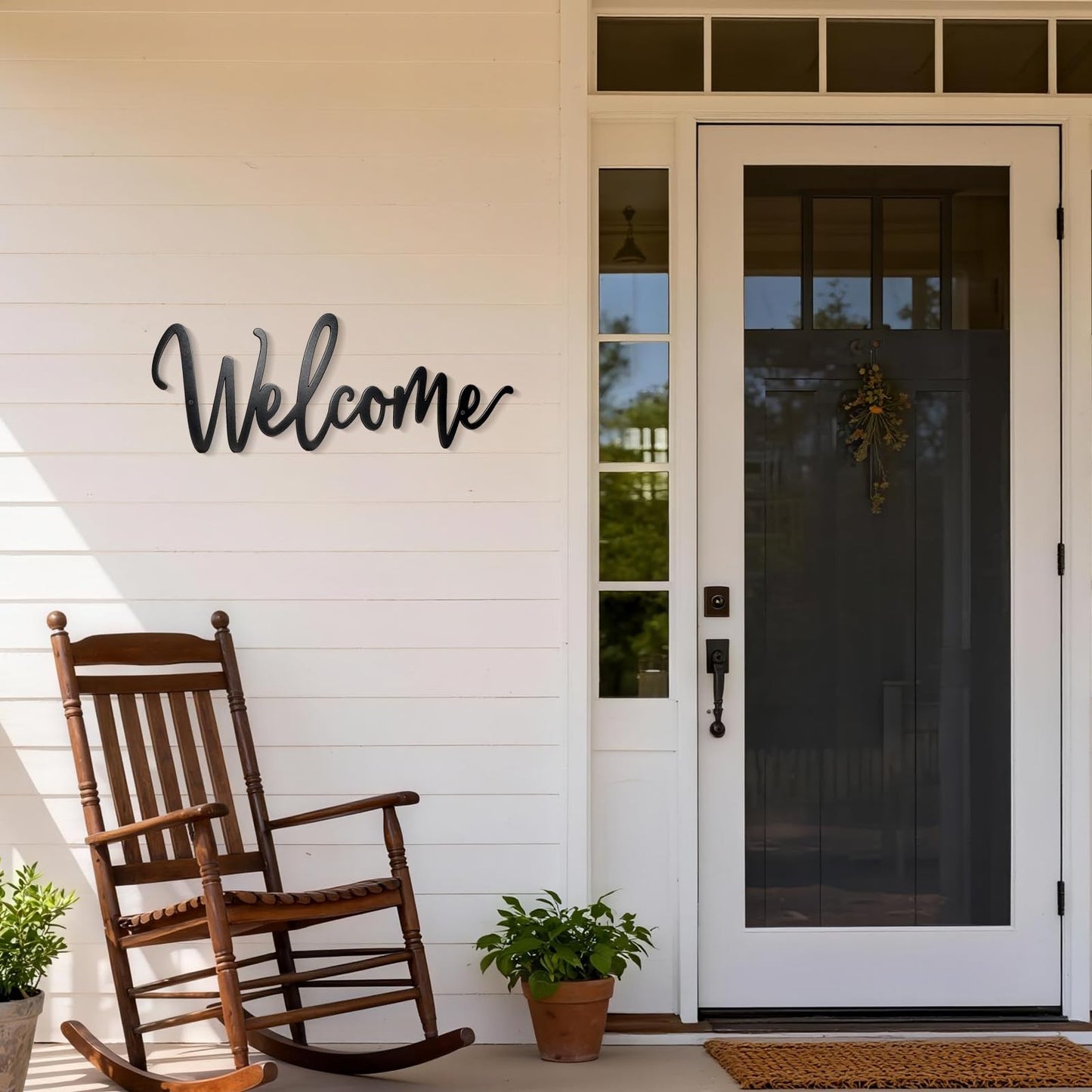 Sinseike Welcome Metal Sign Wall Decor (Black)