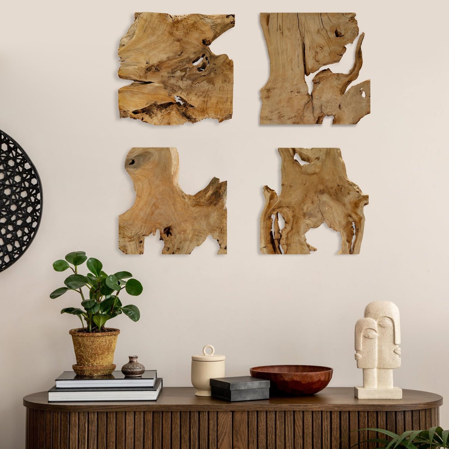 Natural Wood Wall Art - Handcrafted Rustic Decor, Frameless Design for Living Room, Bedroom, Kitchen, or Office - Unique Organic Charm for Your Home
