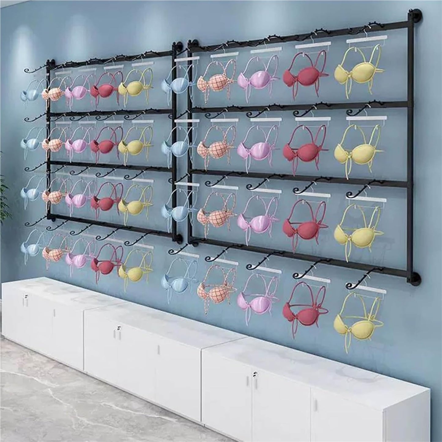 47.2in Underwear Display Stand, Clothing Store Boutiques Retail Lingerie Garment Rack, Metals, Commercial Shelves Clothes Rod, for Lingerie Socks Bra Panties Scarves(Gold,150 * 120cm)