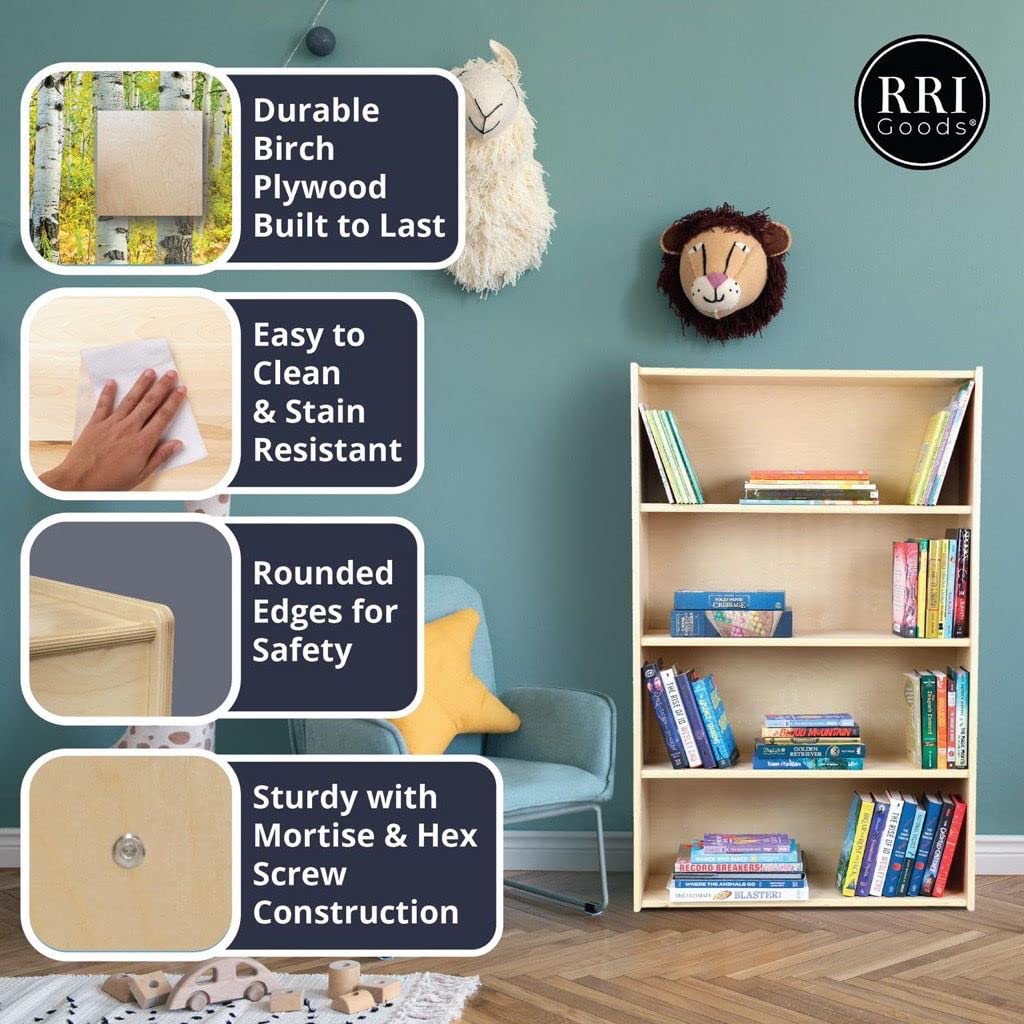 RRI Goods 5-Section Coat Locker with Cubbies, Wooden Backpack Storage Organizer with Coat Hooks and Cubby Storage Organizer Cubes for Kids, Daycare, Classroom