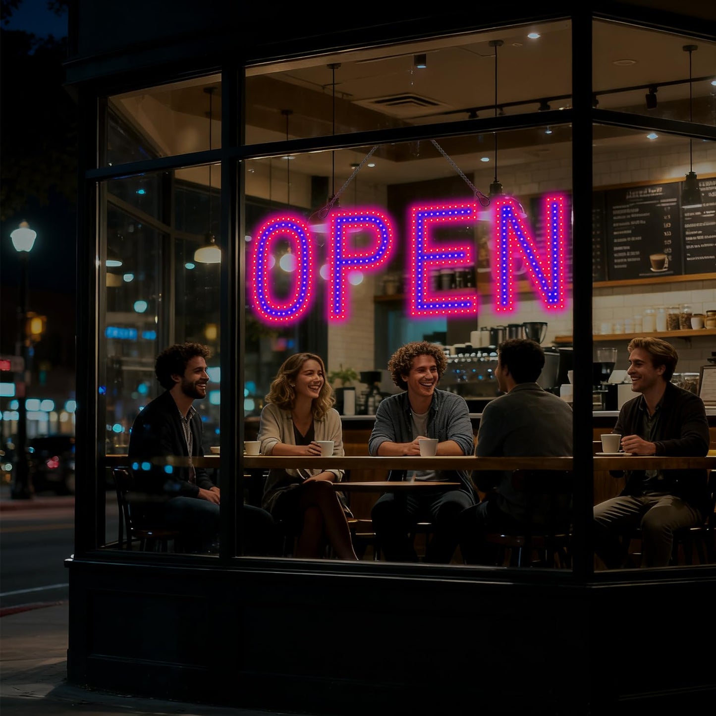 LED Open Signs for Business, exTopGoal 30"x10" Large Ultra Bright Open Sign with Remote Control, Dimmable Business Open Sign for Store Shop Storefront Window Door Wall- Red&Blue