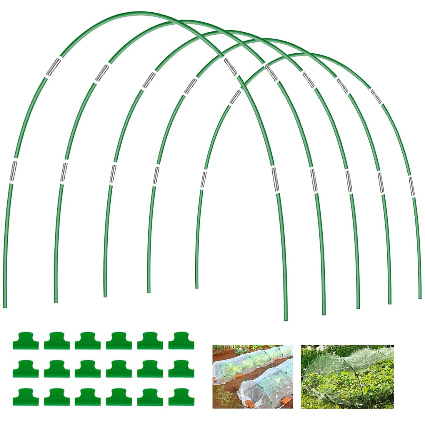 Joyhalo Garden Hoops for Raised Beds, 25pcs (5 Sets of 7ft) Fiberglass Hoops with PVC Coating, DIY Greenhouse Tunnel for Row Cover, Bird Netting & Plant Protection, Extend Growing Season