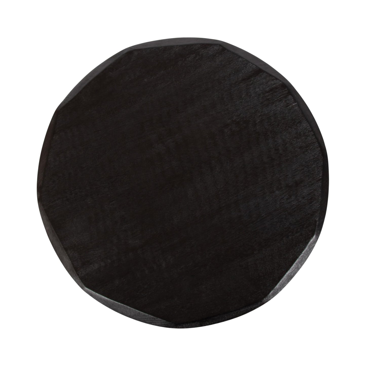Kate and Laurel Tavares Modern Wooden Round Side Table, 18 x 18 x 20, Black, Solid Wood Accent End Table with Textured Top and Faceted Edge for Use as Indoor Plant Stand or Living Room Decor Piece