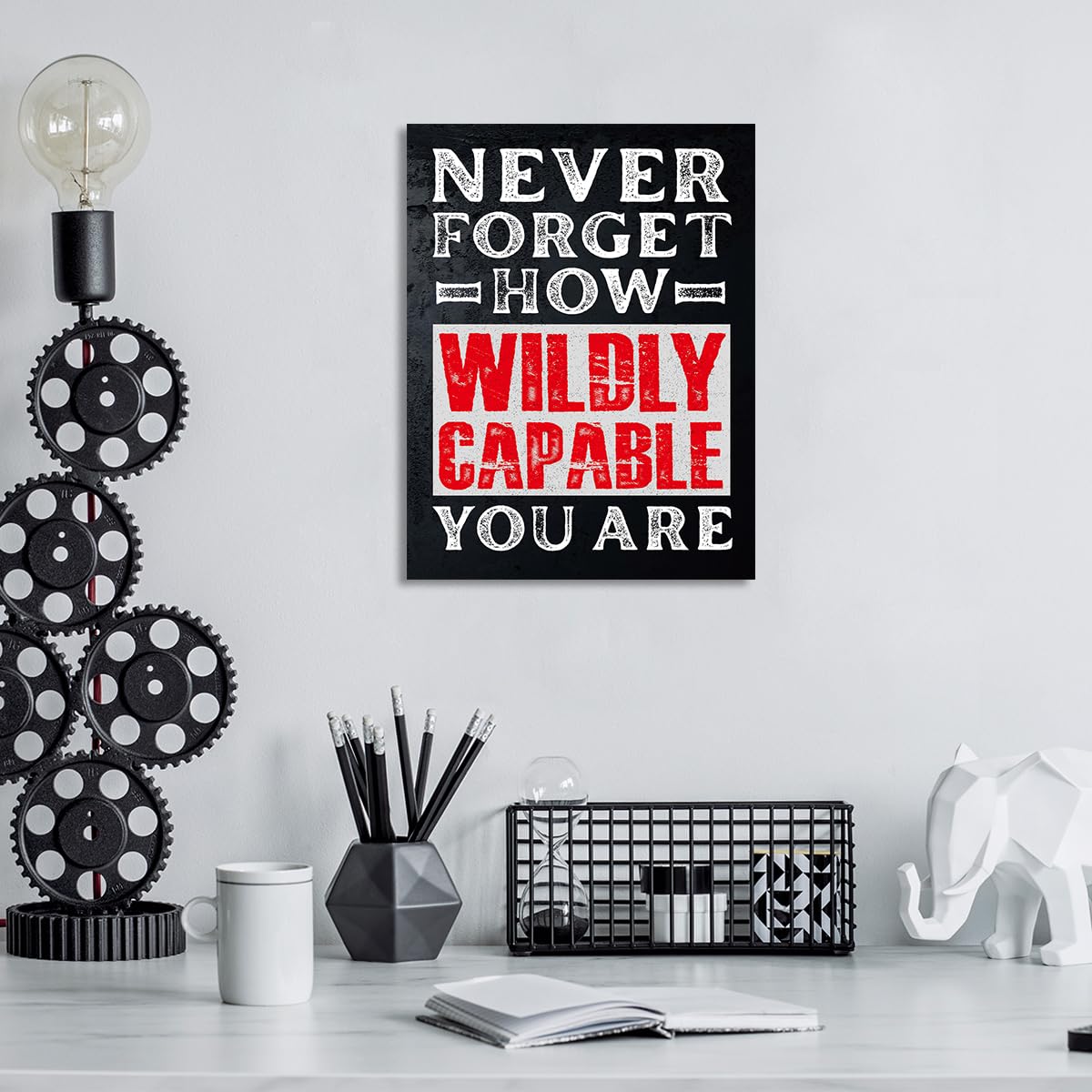 Gwisml Inspirational Canvas Wall Art,Never Forget How Wildly Capable You Are Motivational Quotes Canvas Frame Painting Prints Posters Artwork For Home Office Wall Decor