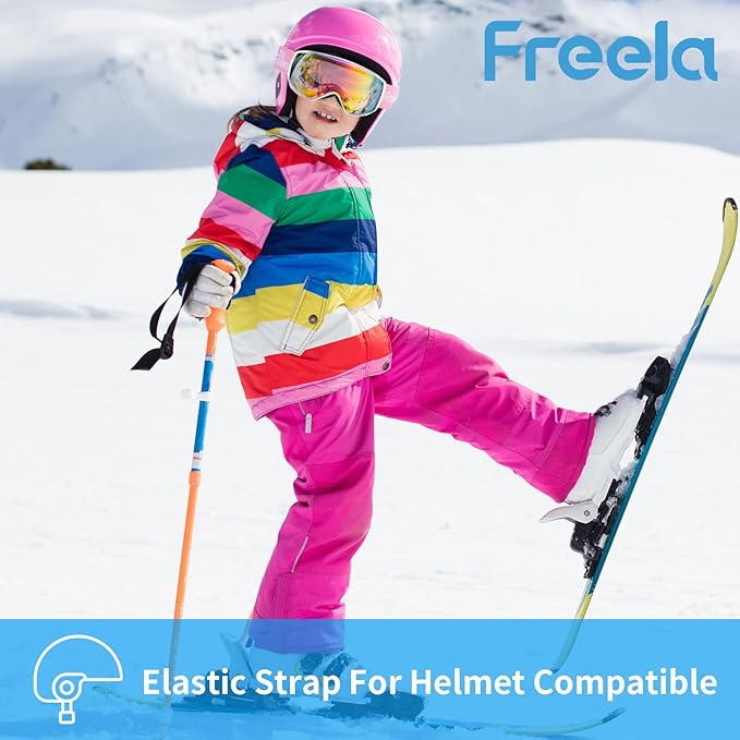 Freela Kids Ski Snowboard Goggles for Toddler(3-14) Youth Anti Fog Anti UV Goggles Girls Boys Snow Skiing Equipment