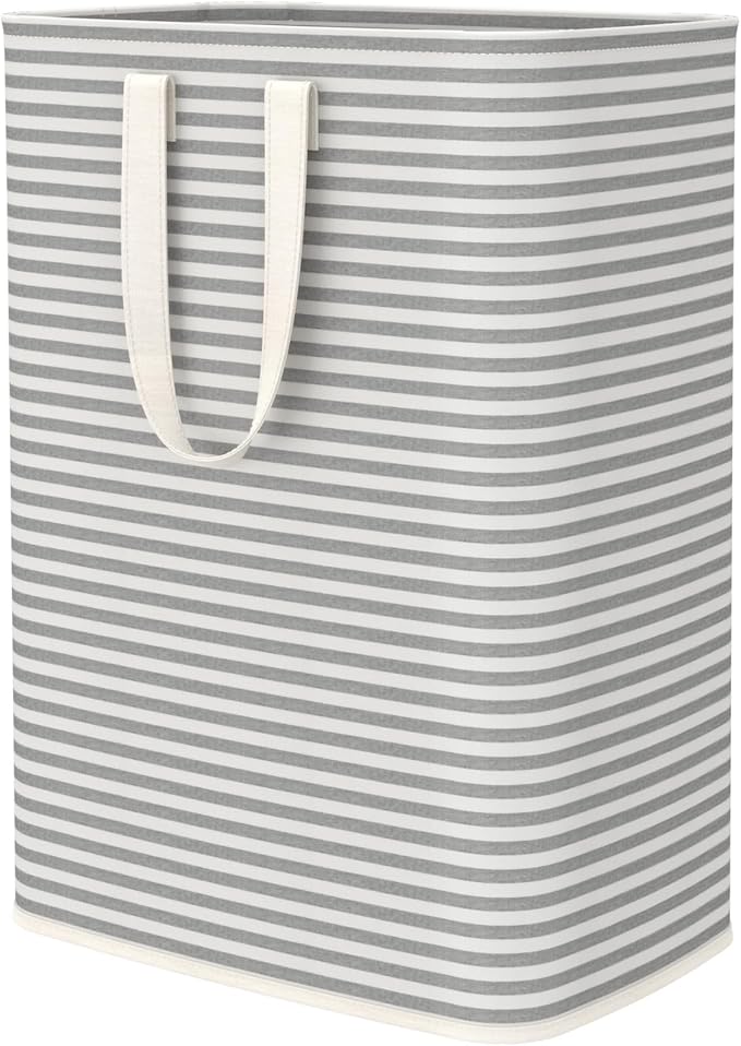 Lifewit 65L Large Collapsible Laundry Hamper, Tall Foldable Dirty Clothes Baskets Waterproof, Freestanding Design with Easy Carry Handles in Dorm Bedroom Bathroom College, Grey