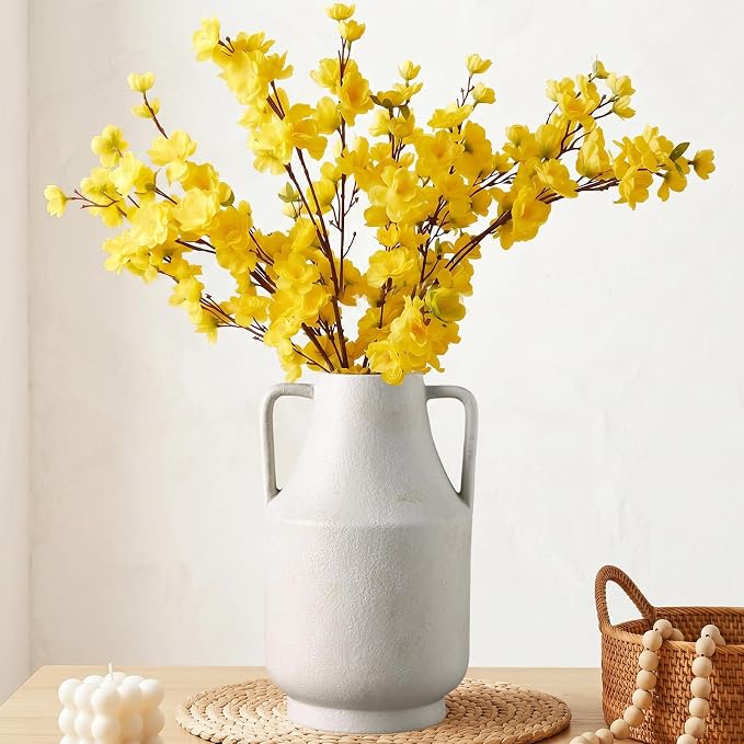 Ceramic Flower Vase, 10.7in Farmhouse Table Rustic Vases, Small Flower Terracotta Vases for Home Decor, Living Room,Table, Handcrafted (Antique)